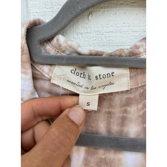 Anthropologie Cloth & Stone Earthy Tie Dye Soft Linen Button Up Blouse, Size S - Picture 4 of 7